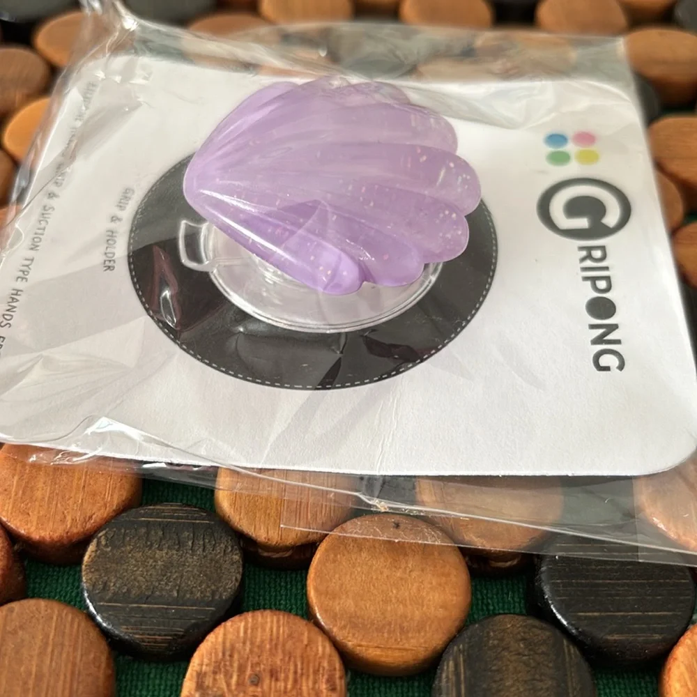Gripong Purple Glittery Shell Phone Grip